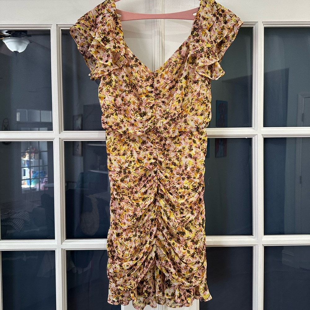 Astr The Label Blush Yellow Multi Color Mini Dress Back Zipper Size Medium - Picture 5 of 13